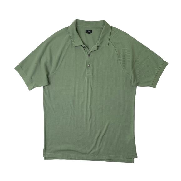 J Crew Shirt Mens Large Old Green Coolmax Tech Polo Lightweight Textured Cotton - Picture 1 of 10